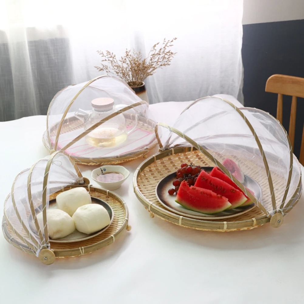 Outdoor Camping Mosquito Net - 대나무 짠 바구니 모기장 과일 야채