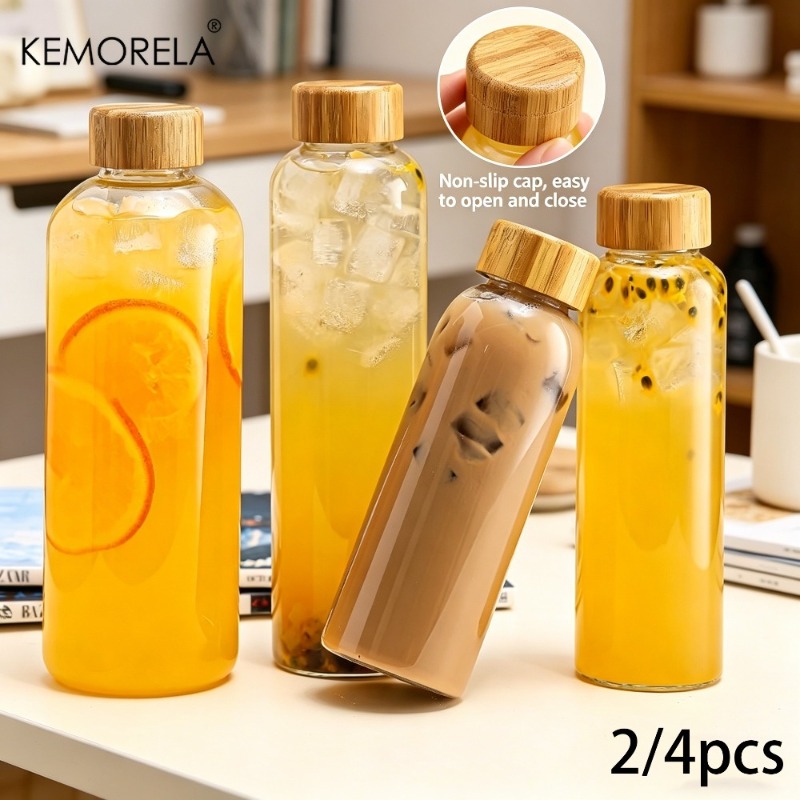 Outdoor Camping Activities For Adults - 2/4PCS 유리 스포츠 물병(뚜껑 포함) 누출