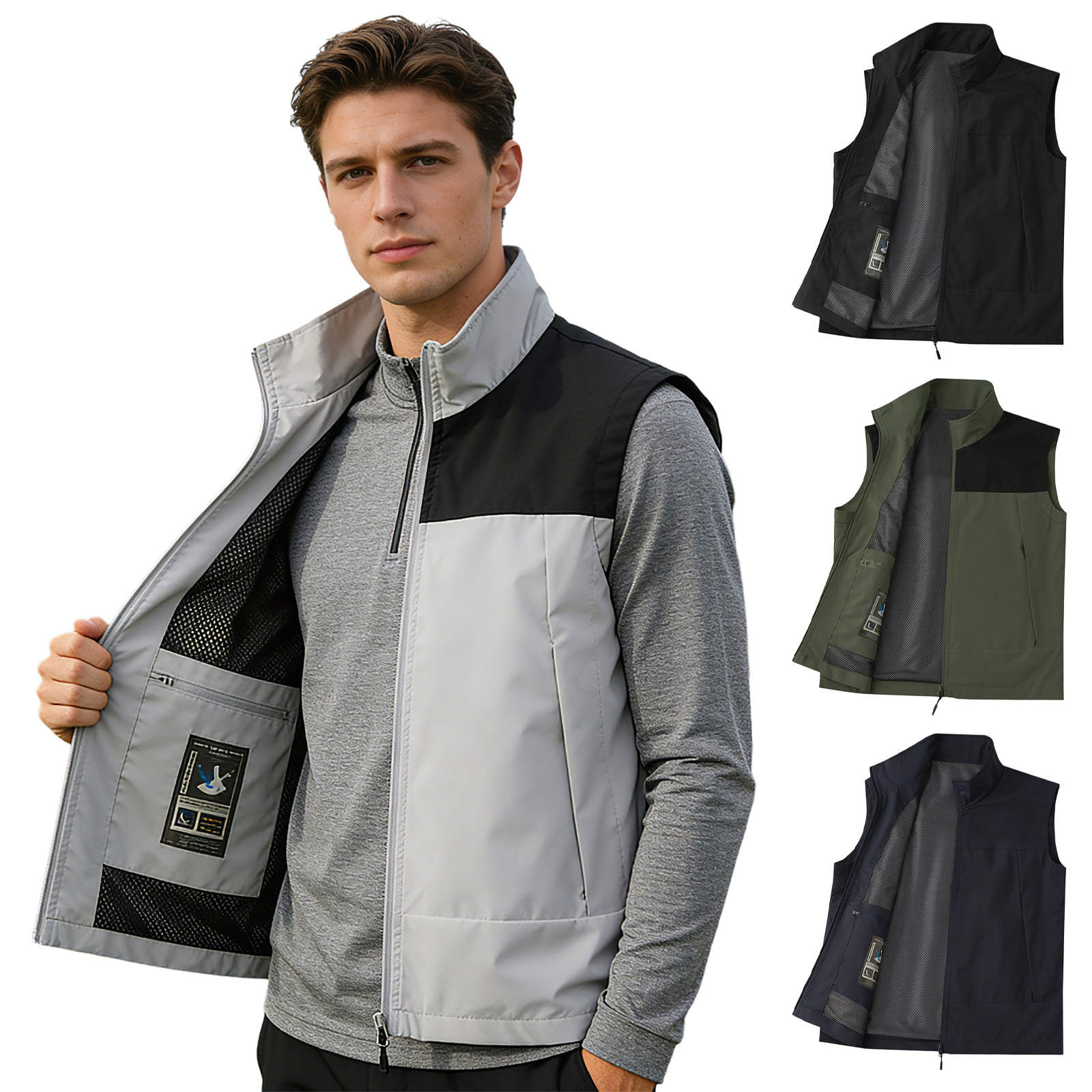 Outdoor Camping Jacket - # M-5XL 남성용 골프 조끼 스탠드