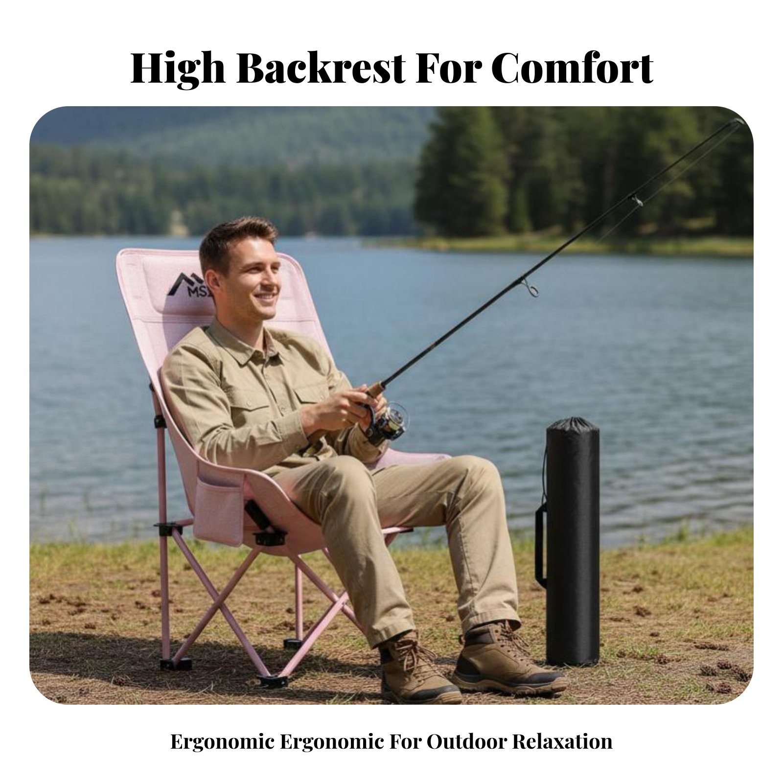 Outdoor Camping High Chair - 접이식 메쉬 하이백 의자, 가정 사무실