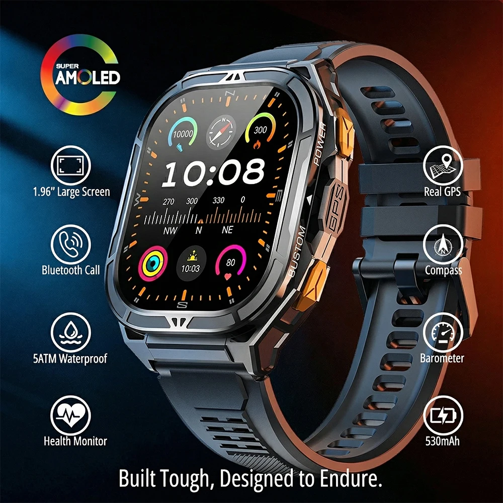 Outdoor Camping Japan - 럭셔리 AMOLED 스마트워치, 실제 GPS 탑재,