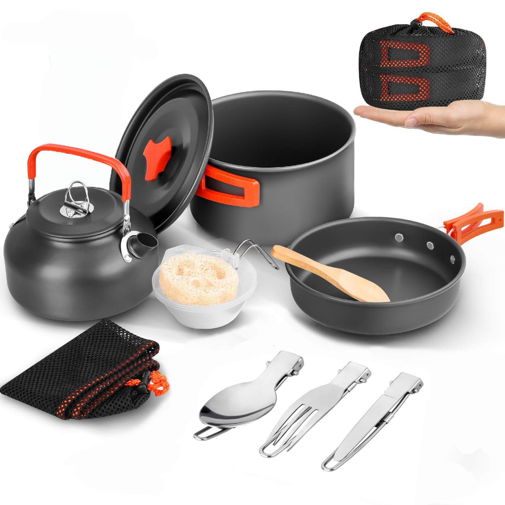 Outdoor Camping Kettle - 야외용 알루미늄 접이식 조리기구 세트(냄비, 프라이팬,