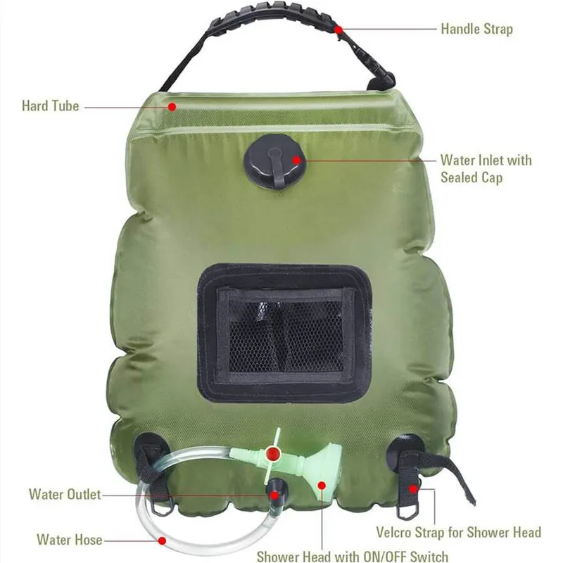 솔라 샤워백 20L 야외용 태양열 가열 프리미엄 캠핑  - Outdoor Camping Hot Water Shower 리뷰 및 가격