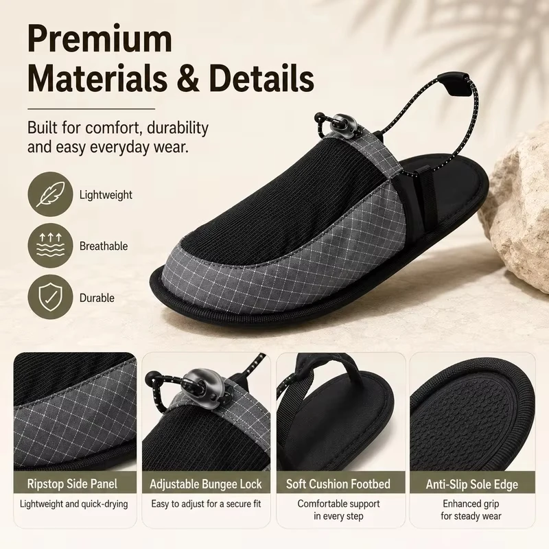 초경량 접이식 야외 캠핑 슬리퍼 남녀 공용 빠른 건조  - Outdoor Camping Slippers 리뷰 및 가격