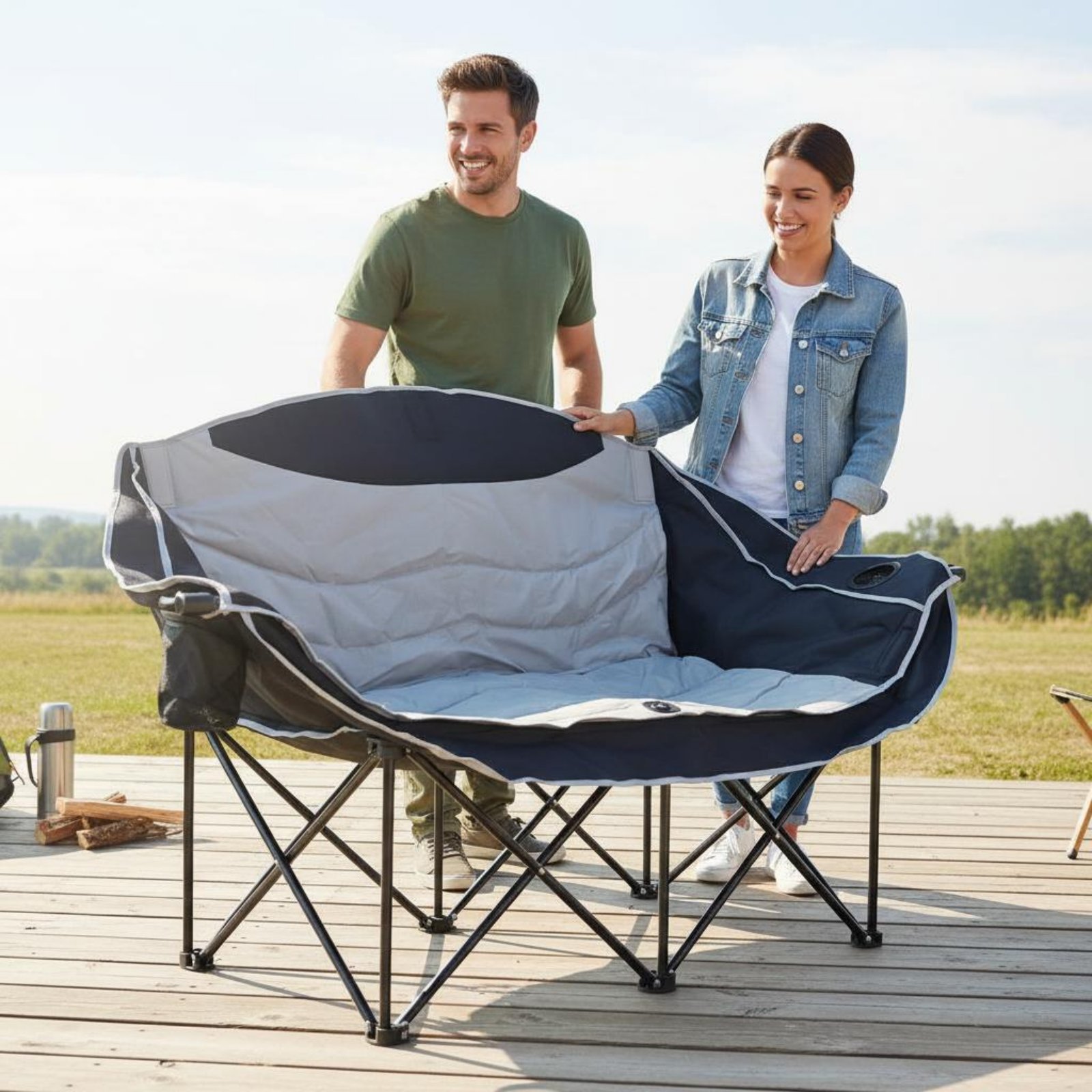 더블 캠핑 의자 접이식 캠핑 러브시트 2인용 접이식 의 - Outdoor Camping Meals 리뷰 및 가격