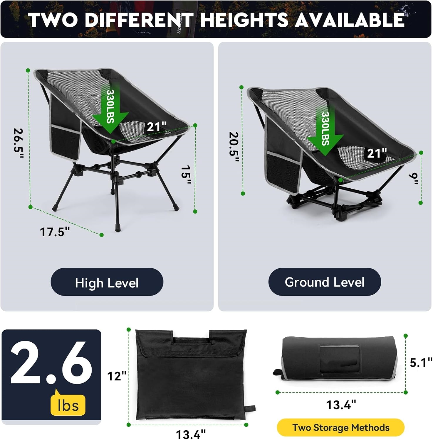 경량 캠핑 의자, 성인용 캠핑 의자, 높이 조절 가능한 - Outdoor Camping Chairs 리뷰 및 가격