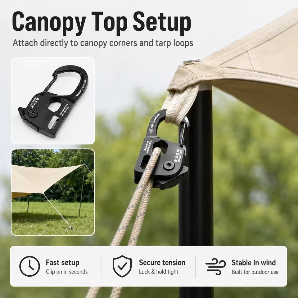 알루미늄 합금 텐트 로프 텐셔너 강력한 하중 지지 조절 - Outdoor Camping Extension Cord 리뷰 및 가격