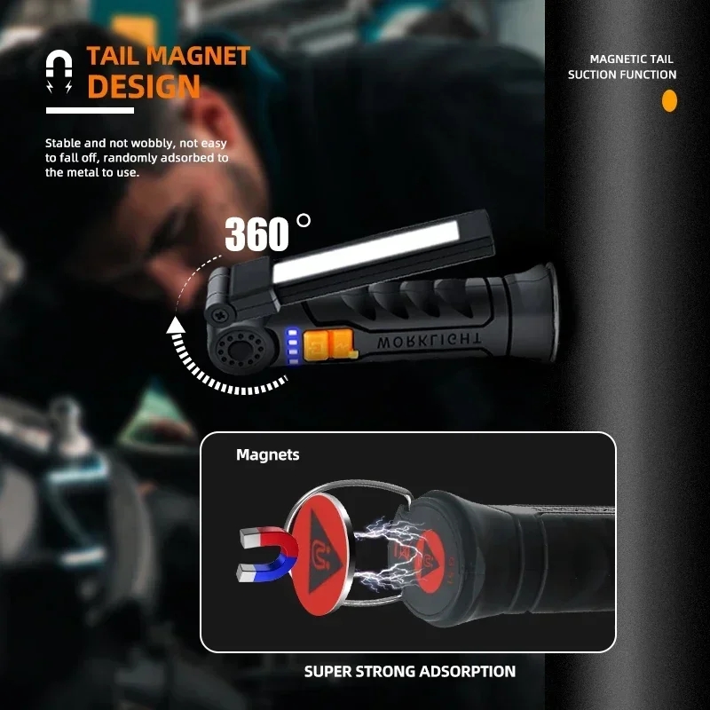 휴대용 COB LED 손전등 USB 충전식 작업등 내장 - Battery Outdoor Camping 리뷰 및 가격