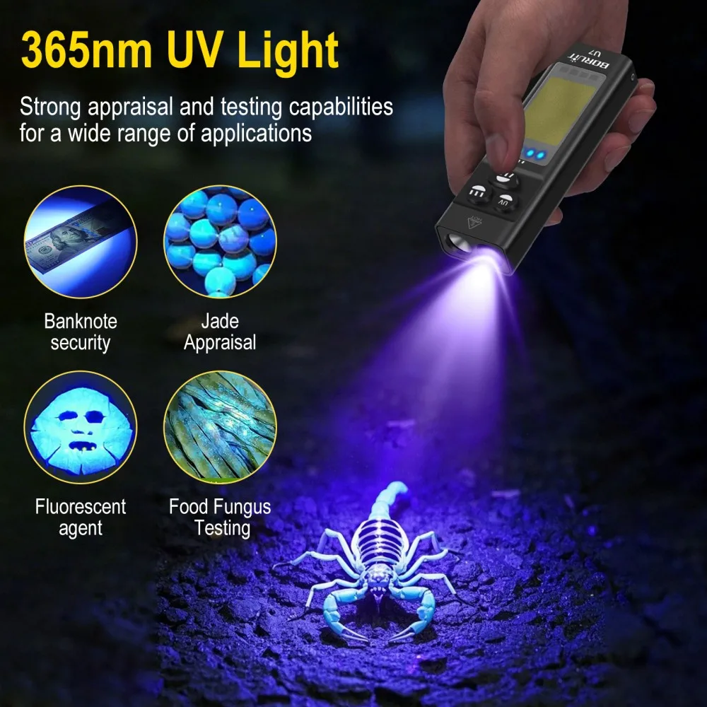BORUiT U7 UV LED EDC 손전등 1100L - Battery Outdoor Camping 리뷰 및 가격