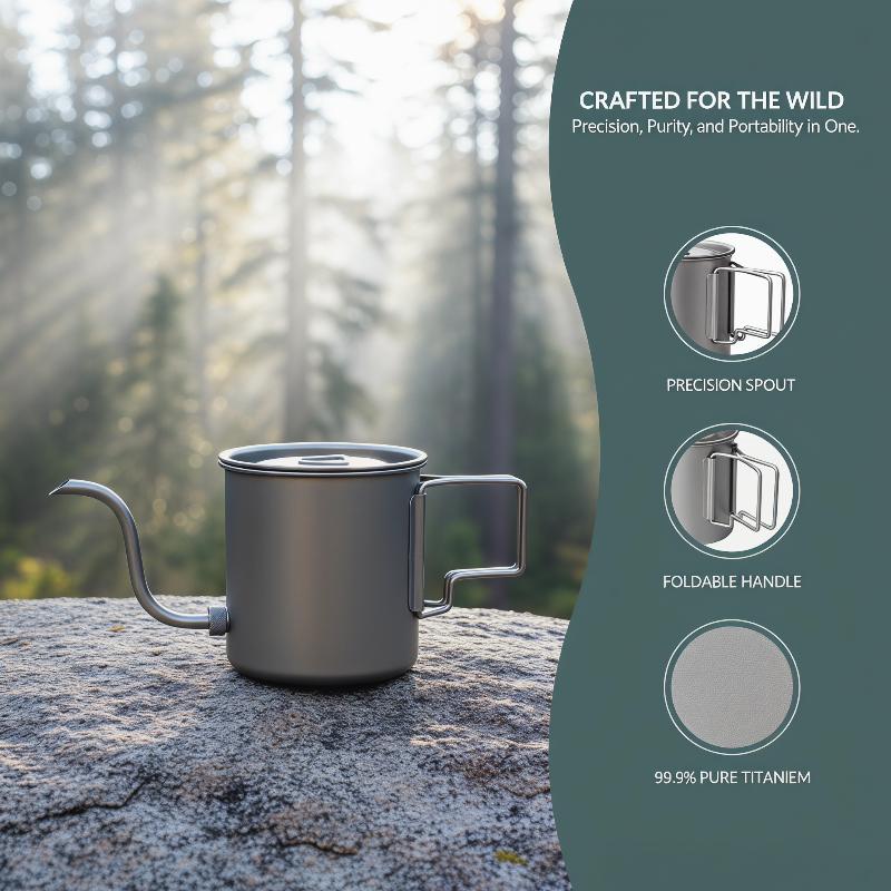 순수 티타늄 구즈넥 푸어오버 커피 주전자 접이식 손잡이 - Outdoor Camping Kettle 리뷰 및 가격