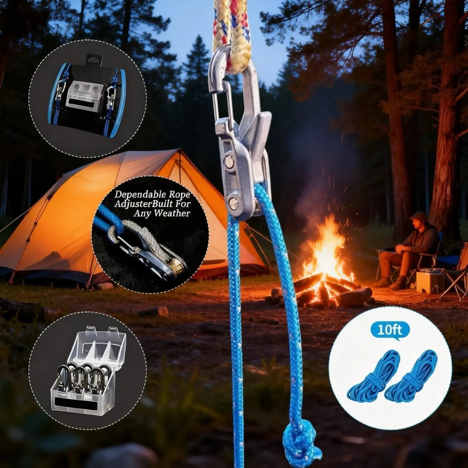 6개입 파라코드 로프 텐셔너 매듭 없는 롤러 조절기 캠 - Outdoor Camping Tarp 리뷰 및 가격