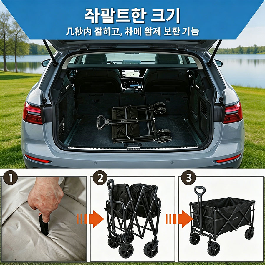 헤비 듀티 대용량 접이식 웨건 카트 야외 유틸리티 캠핑 - Outdoor Camping Van 리뷰 및 가격