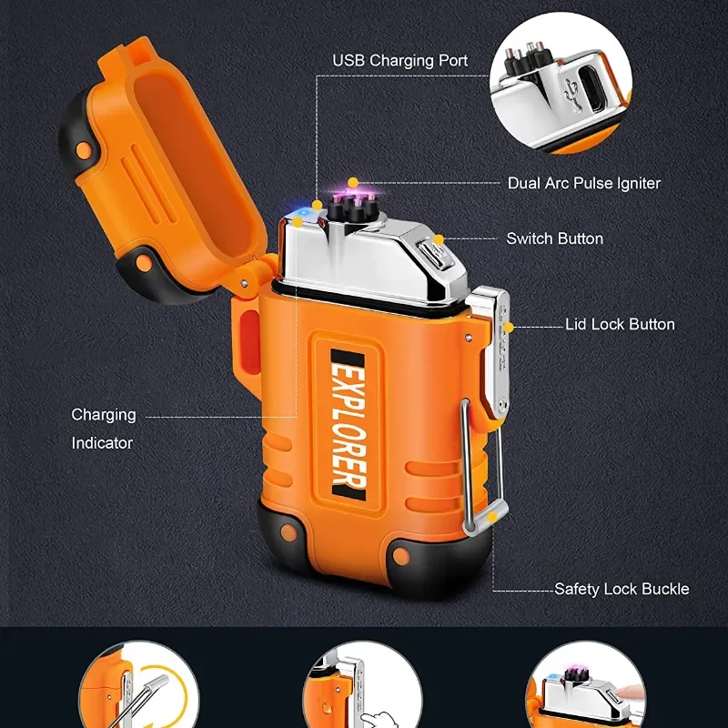 2023 새로운 방수 더블 아크 라이터 USB 충전식  - Outdoor Windproof Lighter 리뷰 및 가격