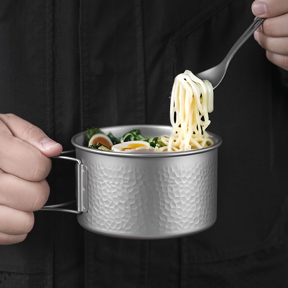 접이식 손잡이가 있는 순수 티타늄 캠핑 그릇 450ml - Outdoor Camping Meals 리뷰 및 가격