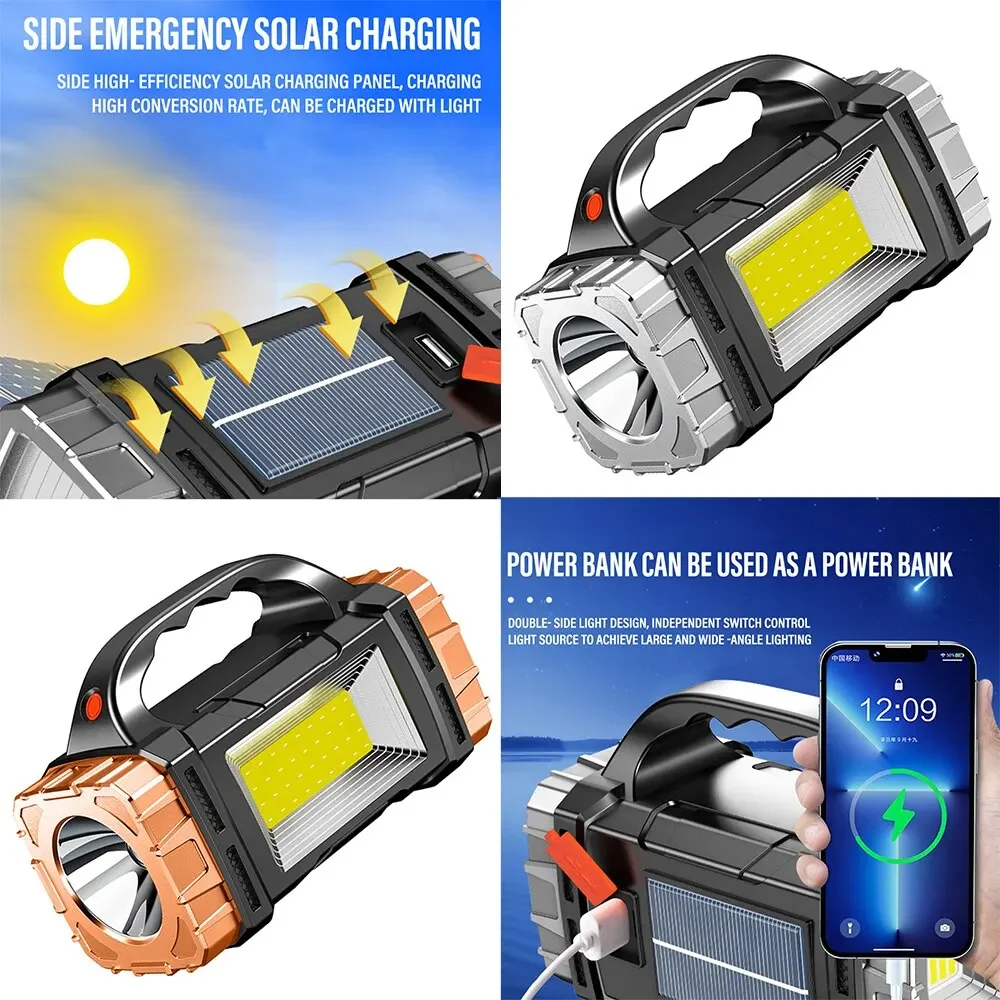 새로운 업그레이드 충전식 고출력 태양광 LED 손전등, - Battery Outdoor Camping 리뷰 및 가격
