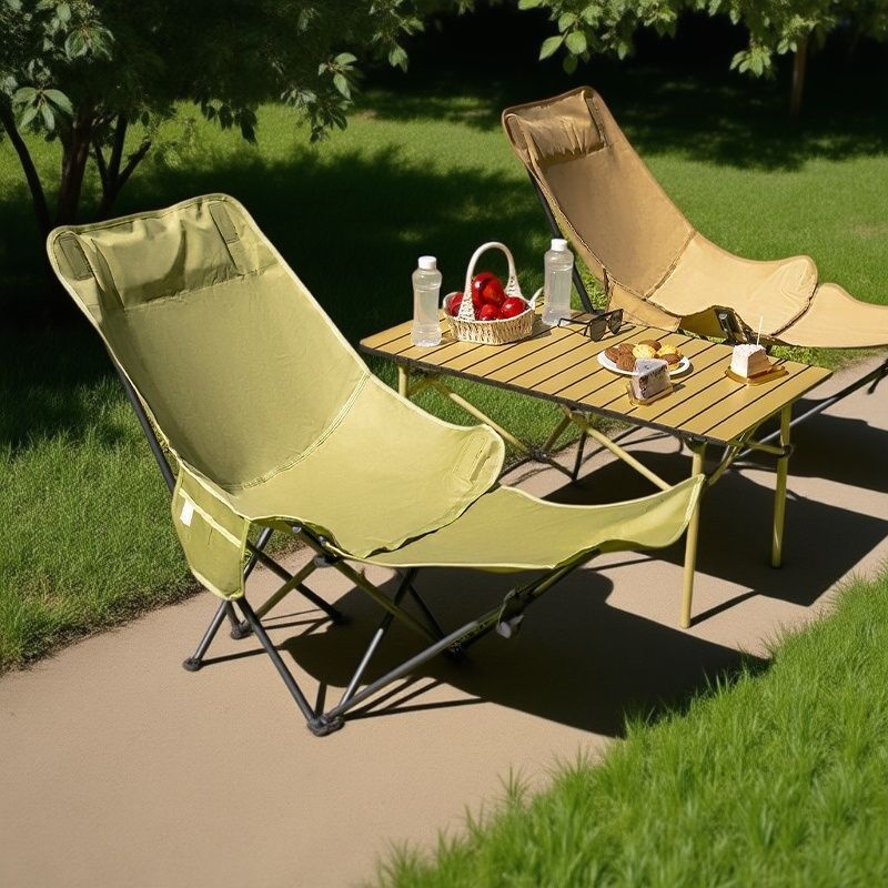 4개의 조절 가능한 다리 받침대가 있는 문체어, 캠핑용 - Outdoor Camping High Chair 리뷰 및 가격