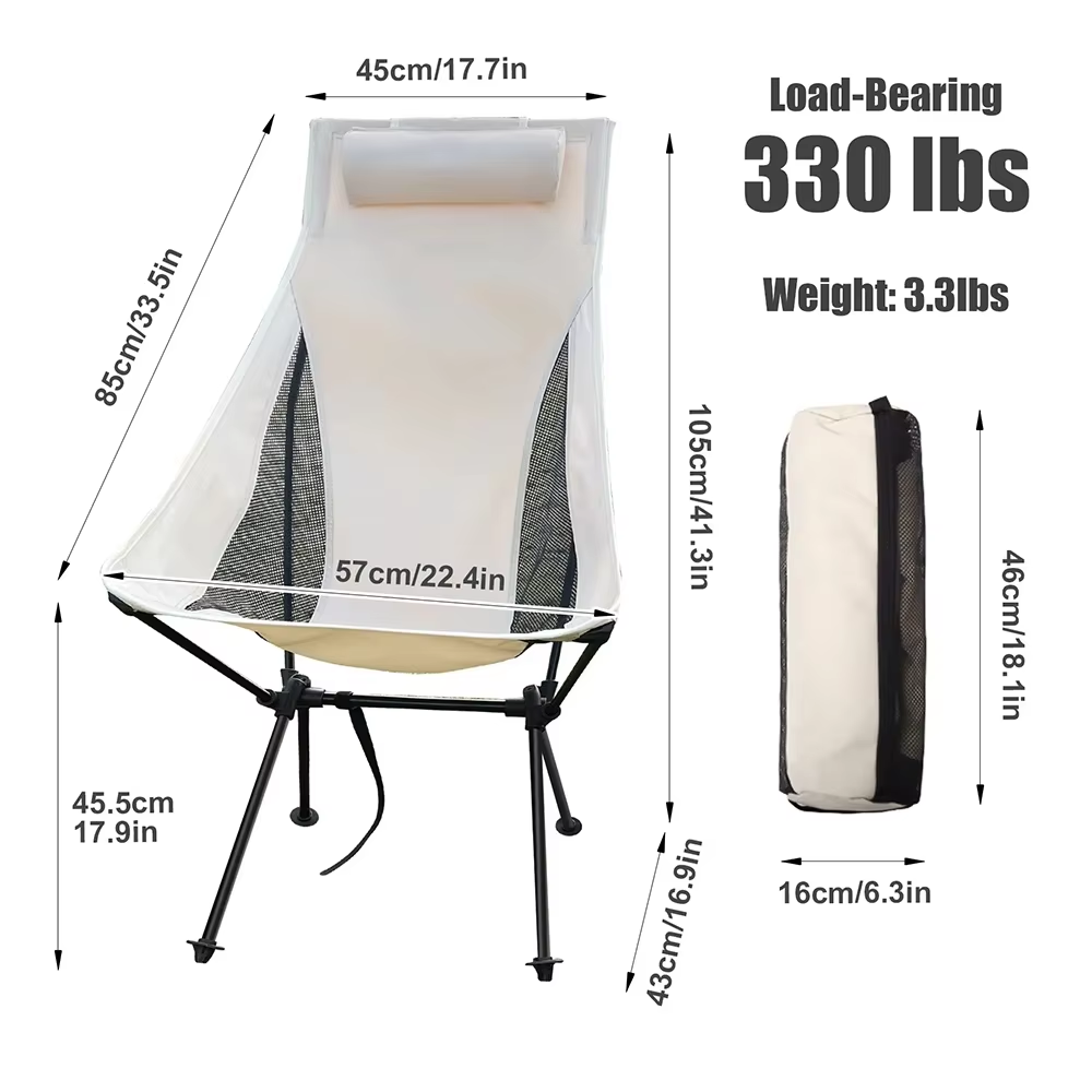 탈부착 가능한 헤드레스트, 하이백 접이식 캠핑 의자,  - Outdoor Camping High Chair 리뷰 및 가격