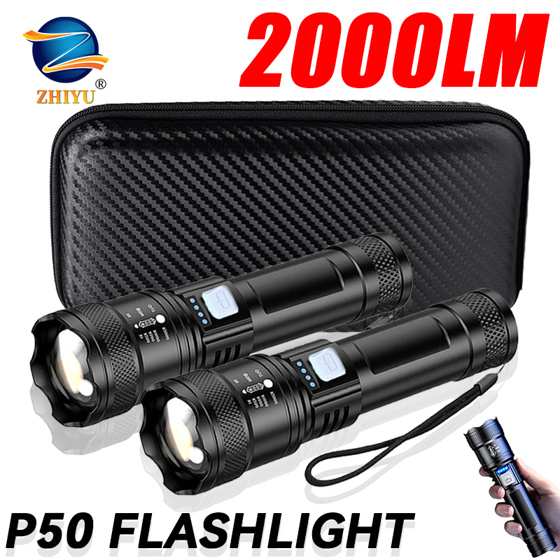 전술용 LED 손전등 2000LM USB 충전식 방수  - Battery Outdoor Camping 리뷰 및 가격