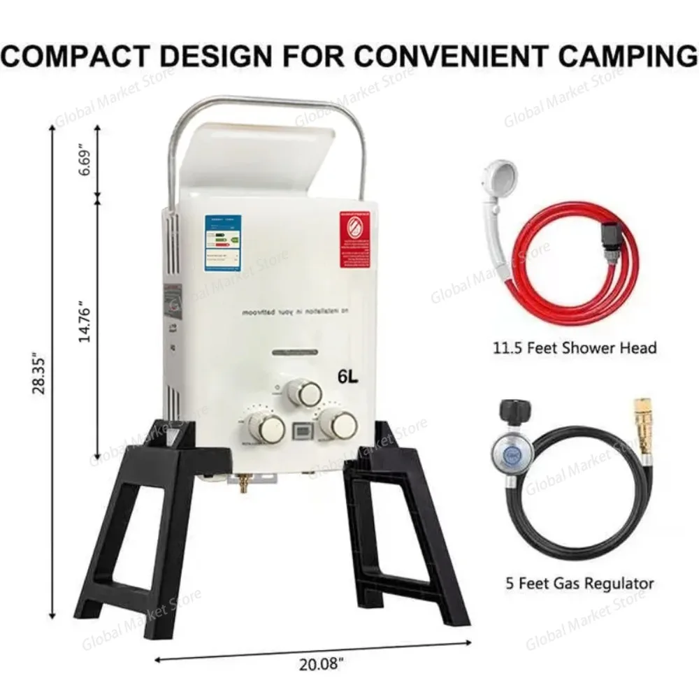 프로판 LPG 가스 무탱크 온수기 6L 야외 캠핑용 즉 - Outdoor Camping Hot Water Shower 리뷰 및 가격