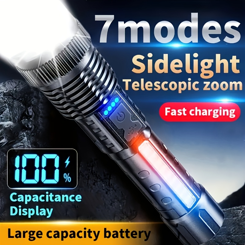강력한 LED 손전등 배터리 표시등 USB 충전식 라이 - Battery Outdoor Camping 리뷰 및 가격