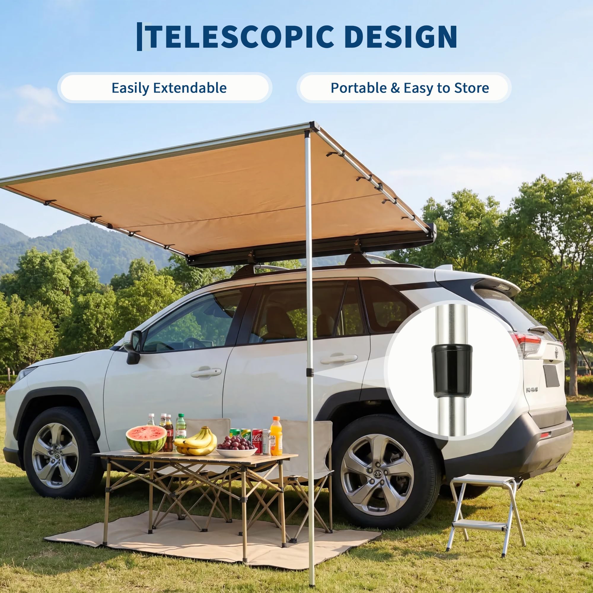 SUV 트럭 밴 루프랙 어닝 - 접이식 측면 차양막,  - Outdoor Camping Van 리뷰 및 가격