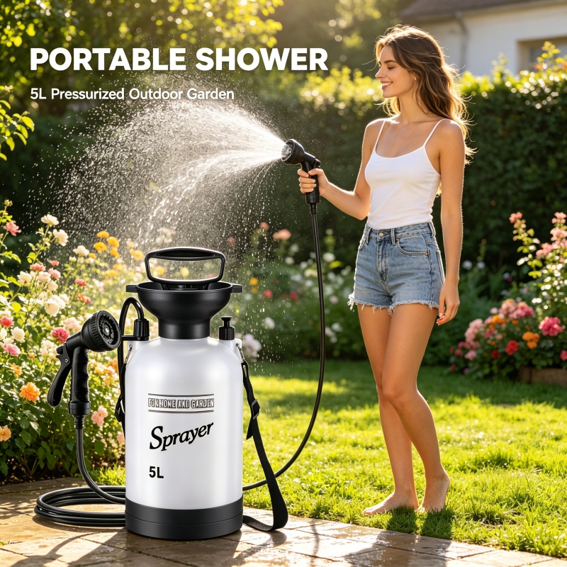 5L 휴대용 캠핑 샤워 수동 압력 분무기, 정원, 애완 - Outdoor Camping Carpet 리뷰 및 가격